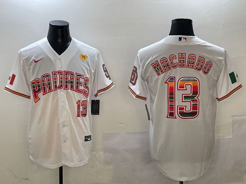 Men San Diego Padres #13 Machado White Fashion 2025 Nike MLB Jersey style 8